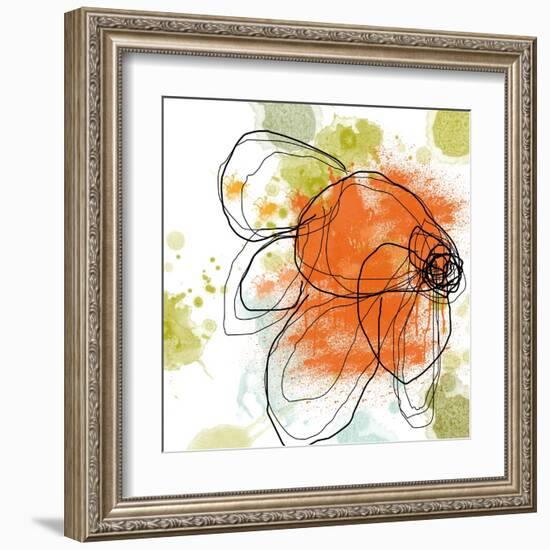 Orange Liquid Flower-Jan Weiss-Framed Art Print