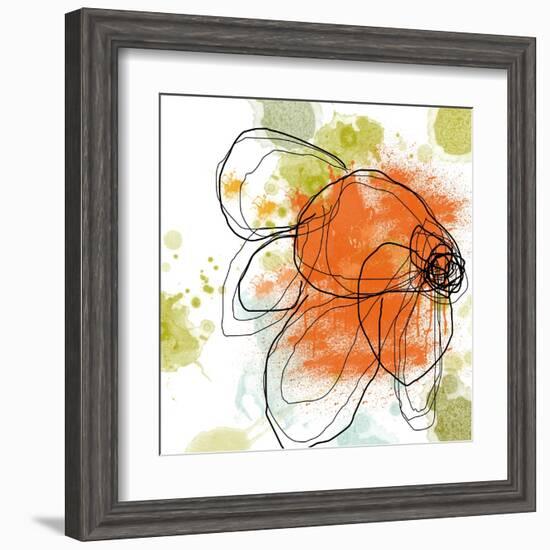 Orange Liquid Flower-Jan Weiss-Framed Art Print