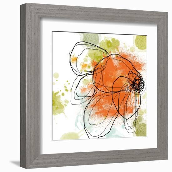 Orange Liquid Flower-Jan Weiss-Framed Art Print