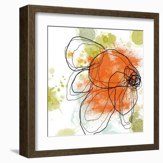 Orange Liquid Flower-Jan Weiss-Framed Art Print