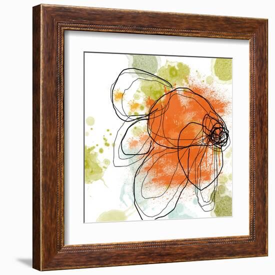 Orange Liquid Flower-Jan Weiss-Framed Art Print