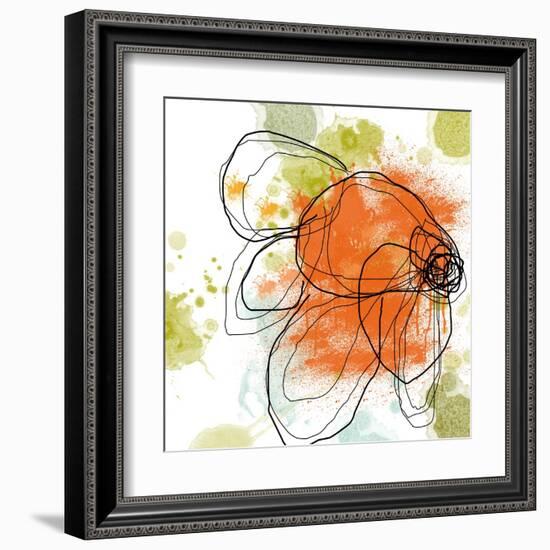 Orange Liquid Flower-Jan Weiss-Framed Art Print