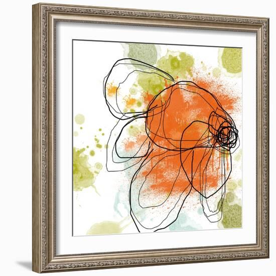 Orange Liquid Flower-Jan Weiss-Framed Art Print