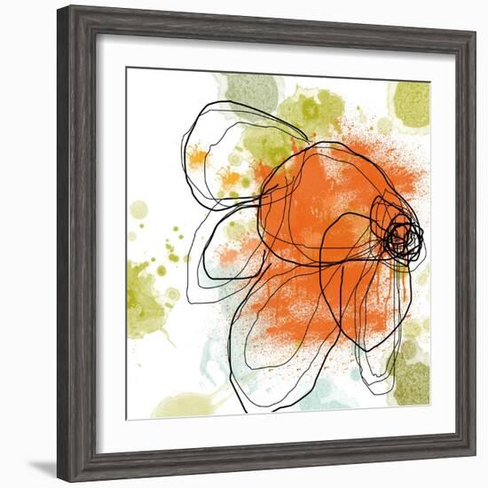 Orange Liquid Flower-Jan Weiss-Framed Art Print