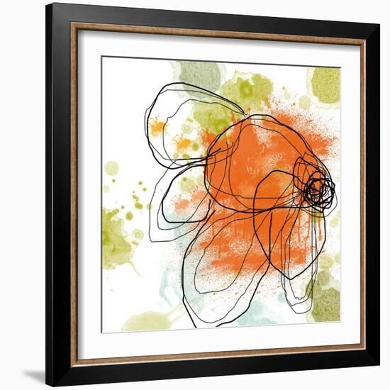 Orange Liquid Flower-Jan Weiss-Framed Art Print