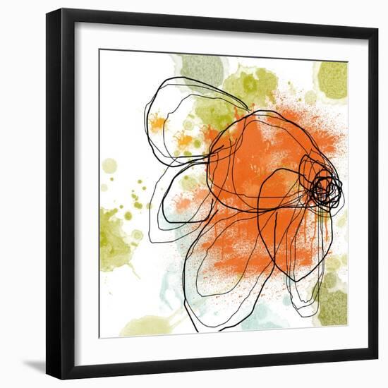 Orange Liquid Flower-Jan Weiss-Framed Art Print