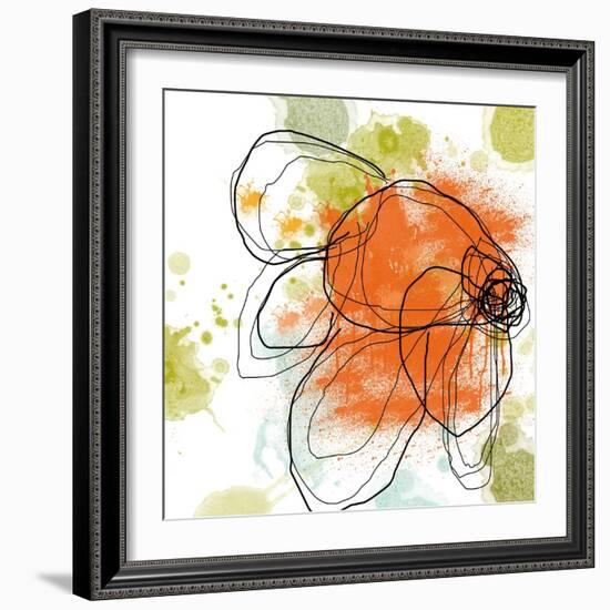 Orange Liquid Flower-Jan Weiss-Framed Art Print