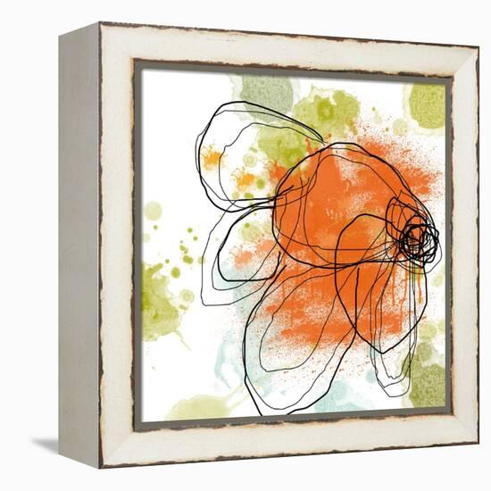 Orange Liquid Flower-Jan Weiss-Framed Stretched Canvas