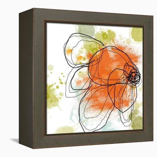 Orange Liquid Flower-Jan Weiss-Framed Stretched Canvas