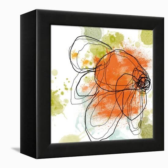 Orange Liquid Flower-Jan Weiss-Framed Stretched Canvas