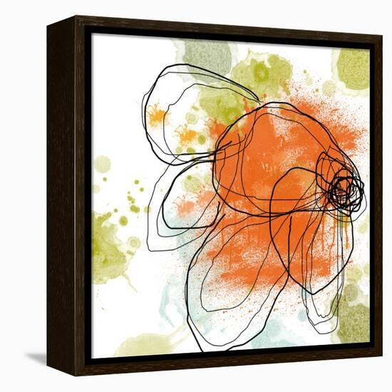 Orange Liquid Flower-Jan Weiss-Framed Stretched Canvas