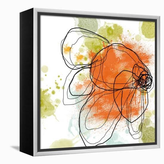 Orange Liquid Flower-Jan Weiss-Framed Stretched Canvas