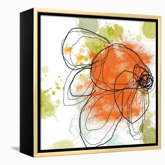 Orange Liquid Flower-Jan Weiss-Framed Stretched Canvas