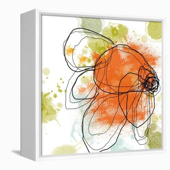 Orange Liquid Flower-Jan Weiss-Framed Stretched Canvas