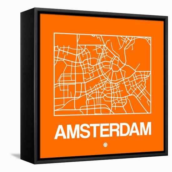 Orange Map of Amsterdam-NaxArt-Framed Stretched Canvas