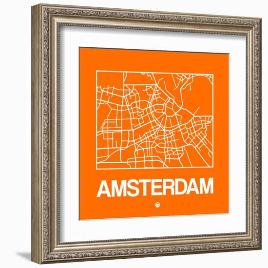 Orange Map of Amsterdam-NaxArt-Framed Art Print