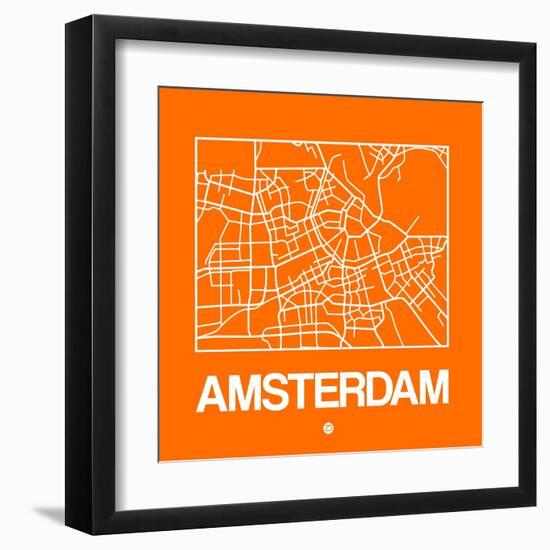 Orange Map of Amsterdam-NaxArt-Framed Art Print