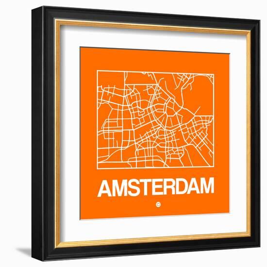 Orange Map of Amsterdam-NaxArt-Framed Art Print