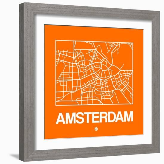 Orange Map of Amsterdam-NaxArt-Framed Art Print