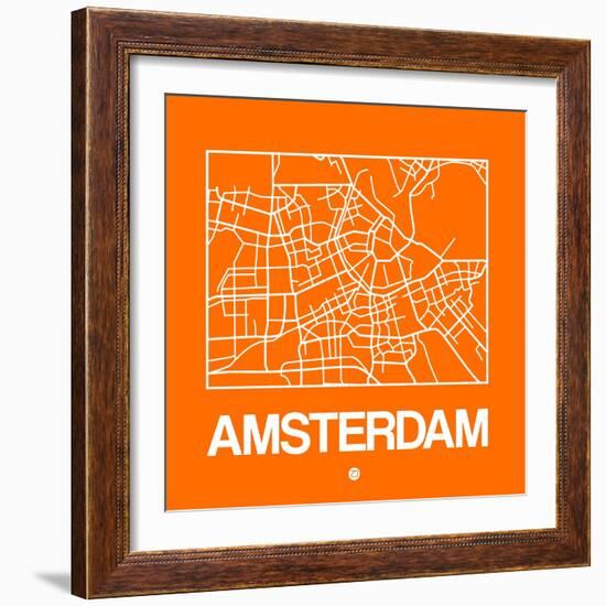 Orange Map of Amsterdam-NaxArt-Framed Art Print