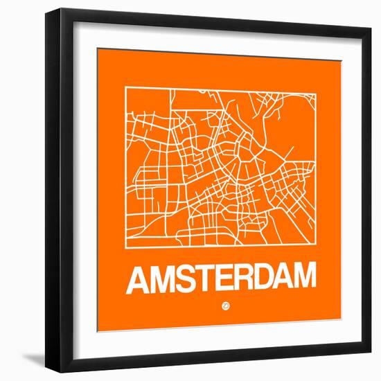 Orange Map of Amsterdam-NaxArt-Framed Art Print