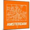 Orange Map of Amsterdam-NaxArt-Mounted Art Print