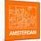 Orange Map of Amsterdam-NaxArt-Mounted Art Print