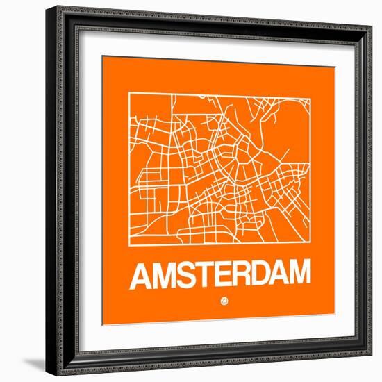 Orange Map of Amsterdam-NaxArt-Framed Art Print