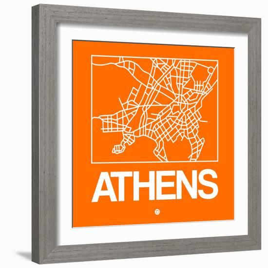 Orange Map of Athens-NaxArt-Framed Art Print