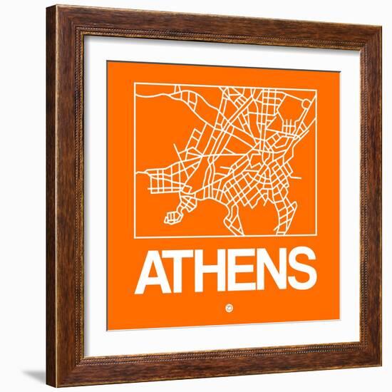 Orange Map of Athens-NaxArt-Framed Art Print