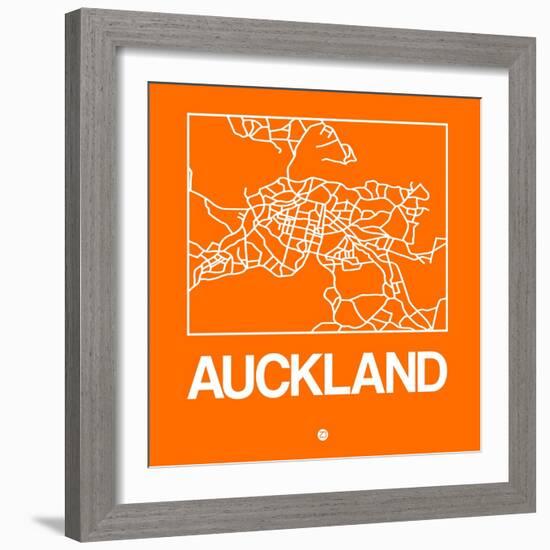 Orange Map of Auckland-NaxArt-Framed Art Print