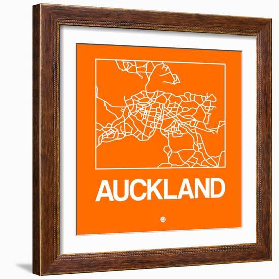 Orange Map of Auckland-NaxArt-Framed Art Print