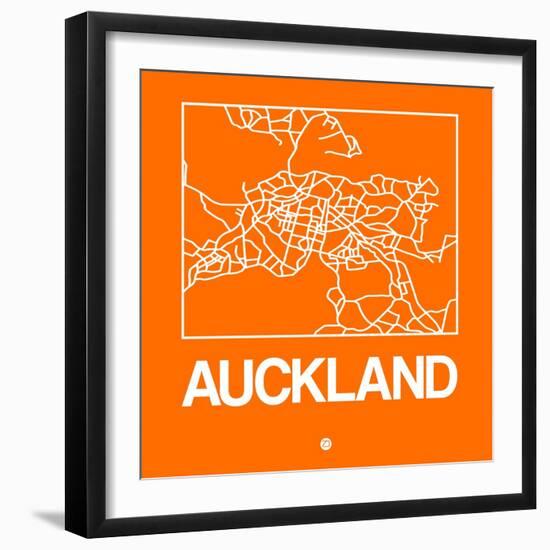 Orange Map of Auckland-NaxArt-Framed Art Print