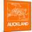 Orange Map of Auckland-NaxArt-Mounted Art Print