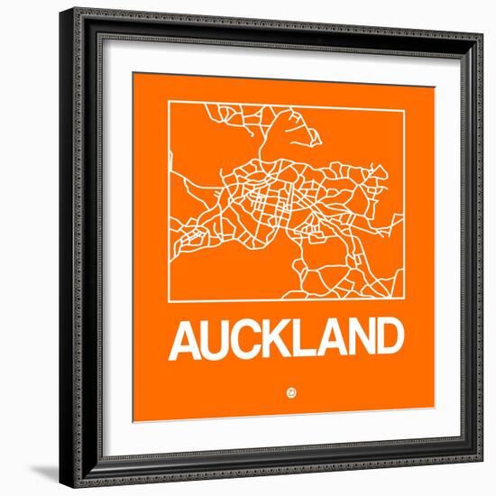 Orange Map of Auckland-NaxArt-Framed Art Print