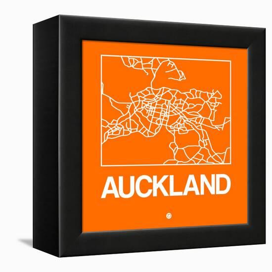 Orange Map of Auckland-NaxArt-Framed Stretched Canvas