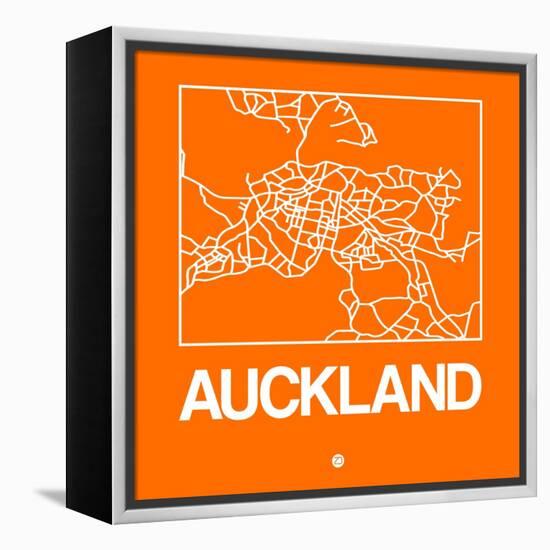 Orange Map of Auckland-NaxArt-Framed Stretched Canvas