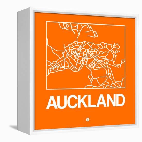 Orange Map of Auckland-NaxArt-Framed Stretched Canvas