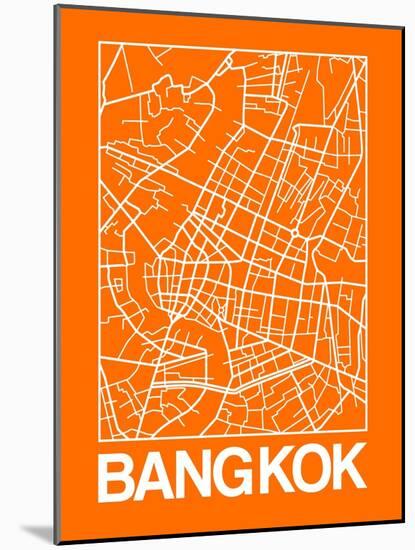 Orange Map of Bangkok-NaxArt-Mounted Art Print