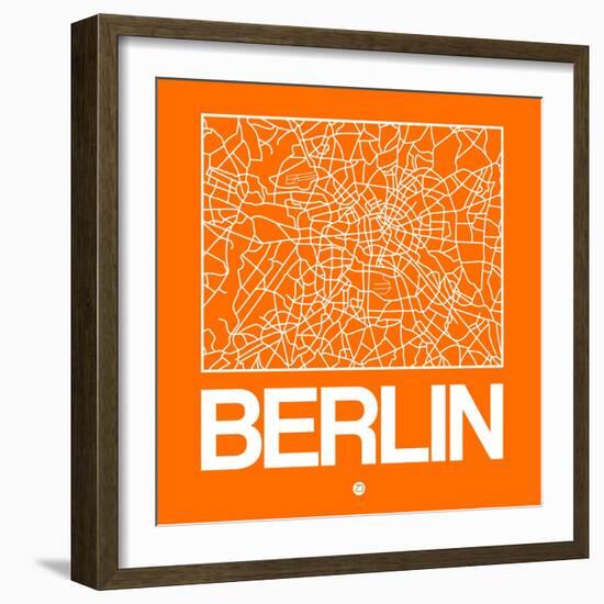 Orange Map of Berlin-NaxArt-Framed Premium Giclee Print