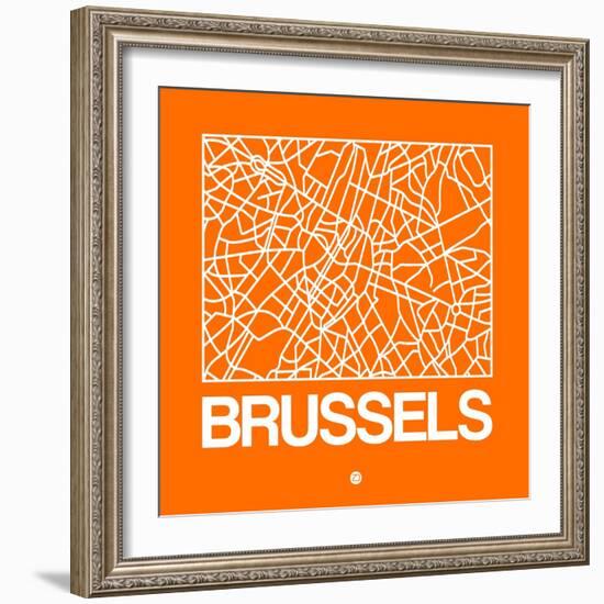 Orange Map of Brussels-NaxArt-Framed Art Print