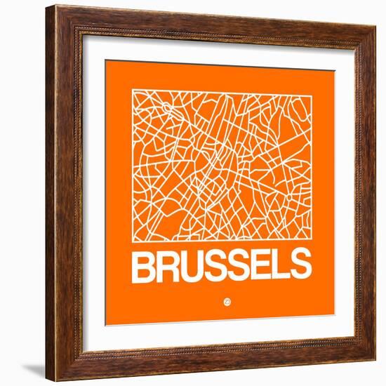 Orange Map of Brussels-NaxArt-Framed Art Print