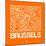 Orange Map of Brussels-NaxArt-Mounted Art Print