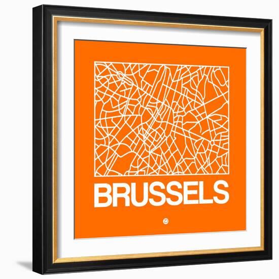 Orange Map of Brussels-NaxArt-Framed Art Print