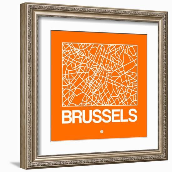 Orange Map of Brussels-NaxArt-Framed Art Print