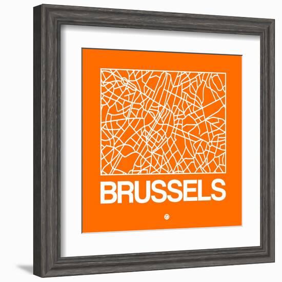 Orange Map of Brussels-NaxArt-Framed Art Print