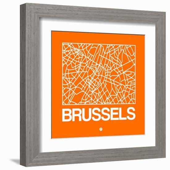 Orange Map of Brussels-NaxArt-Framed Art Print