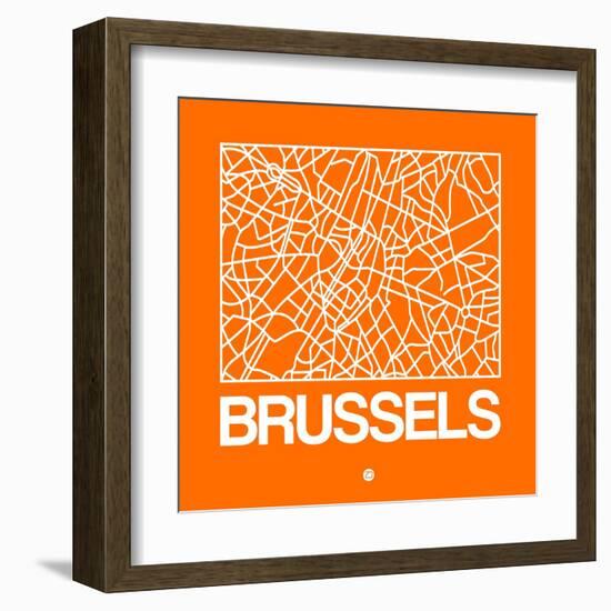 Orange Map of Brussels-NaxArt-Framed Art Print