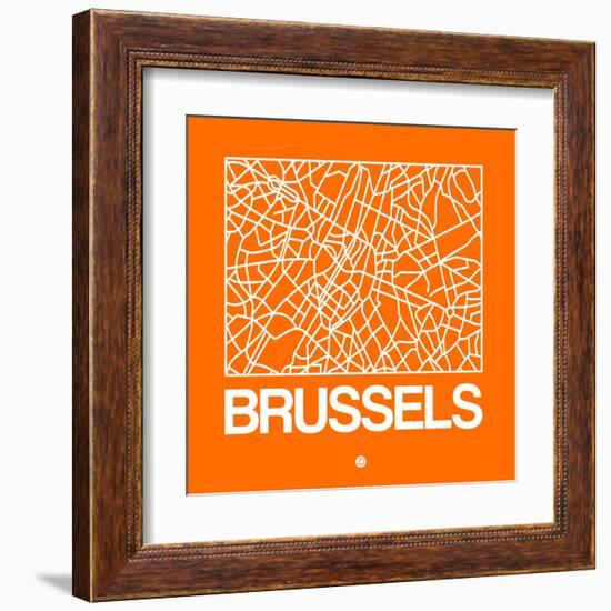 Orange Map of Brussels-NaxArt-Framed Art Print