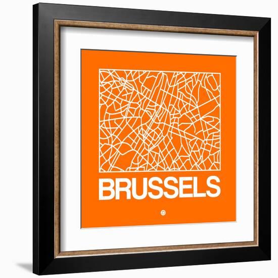 Orange Map of Brussels-NaxArt-Framed Art Print